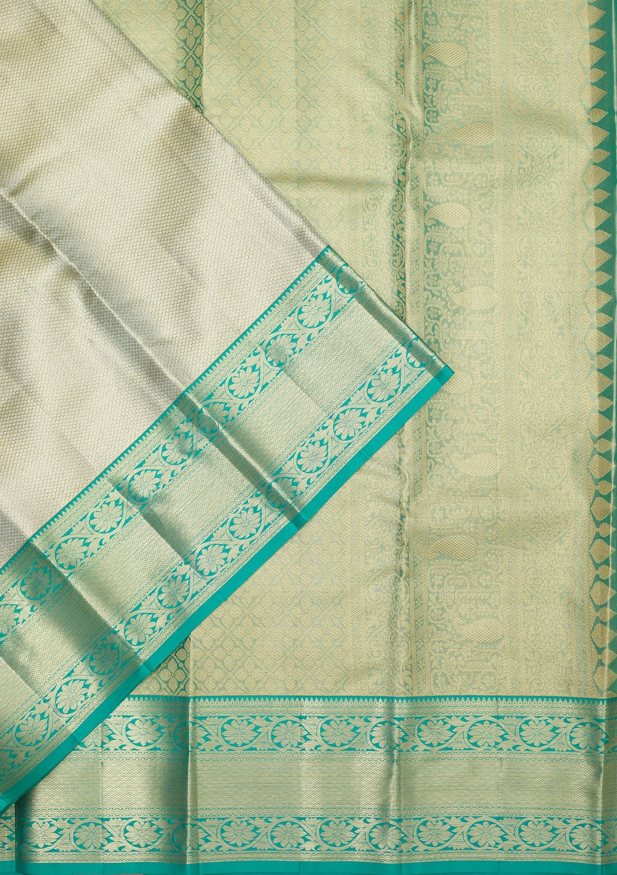 Rama Green Zariwork Pure Silk Saree