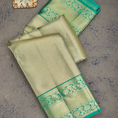 Rama Green Zariwork Pure Silk Saree