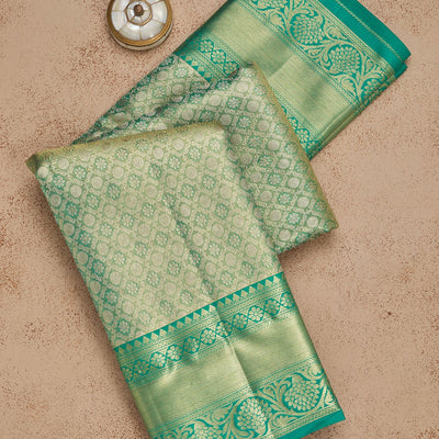 Rama Green Zariwork Pure Silk Saree