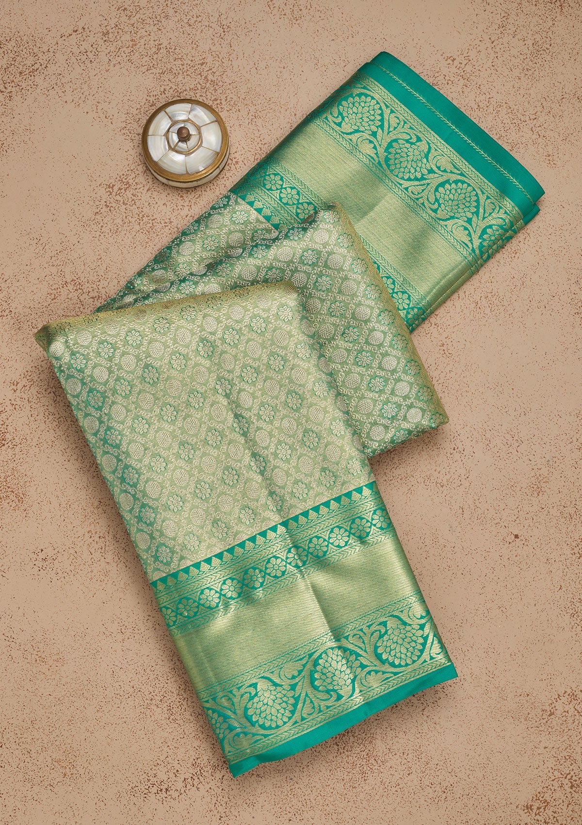 Rama Green Zariwork Pure Silk Saree