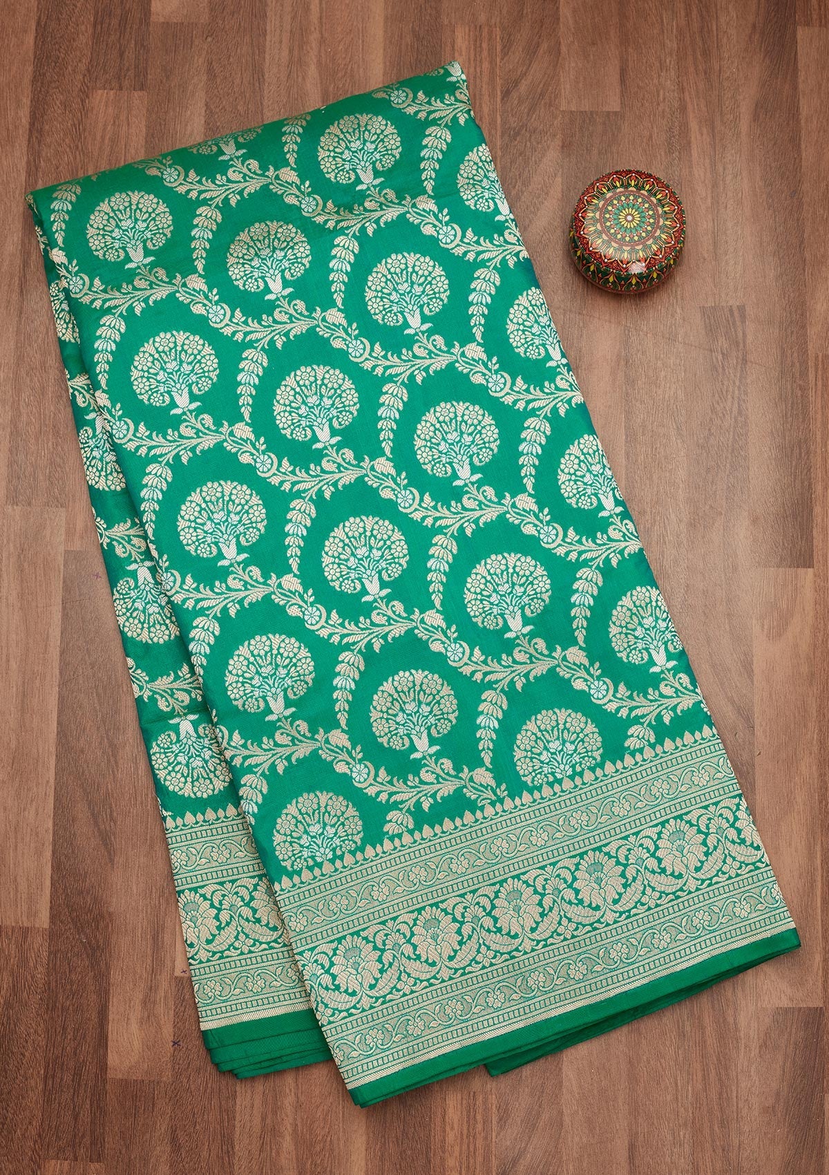 Rama Green Zariwork Pure Silk Saree