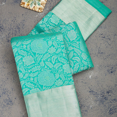 Turquoise Blue Zariwork Pure Silk Saree