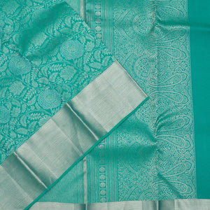 Turquoise Blue Zariwork Pure Silk Saree