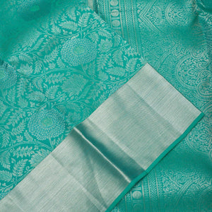 Turquoise Blue Zariwork Pure Silk Saree