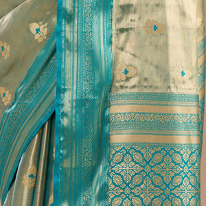 Rama Green Zariwork Tissue Saree
