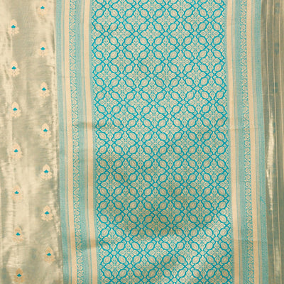 Rama Green Zariwork Tissue Saree