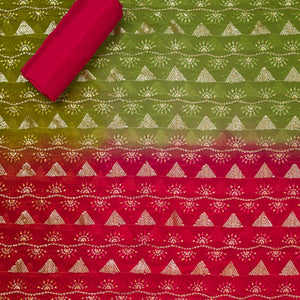 Rani Pink Threadwork Semi Crepe Unstitched Salwar Suit