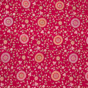 Rani Pink Threadwork Semi Crepe Unstitched Salwar Suit