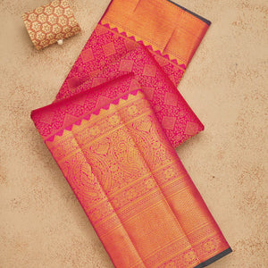 Rani Pink Zariwork Pure Silk Saree