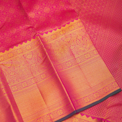 Rani Pink Zariwork Pure Silk Saree