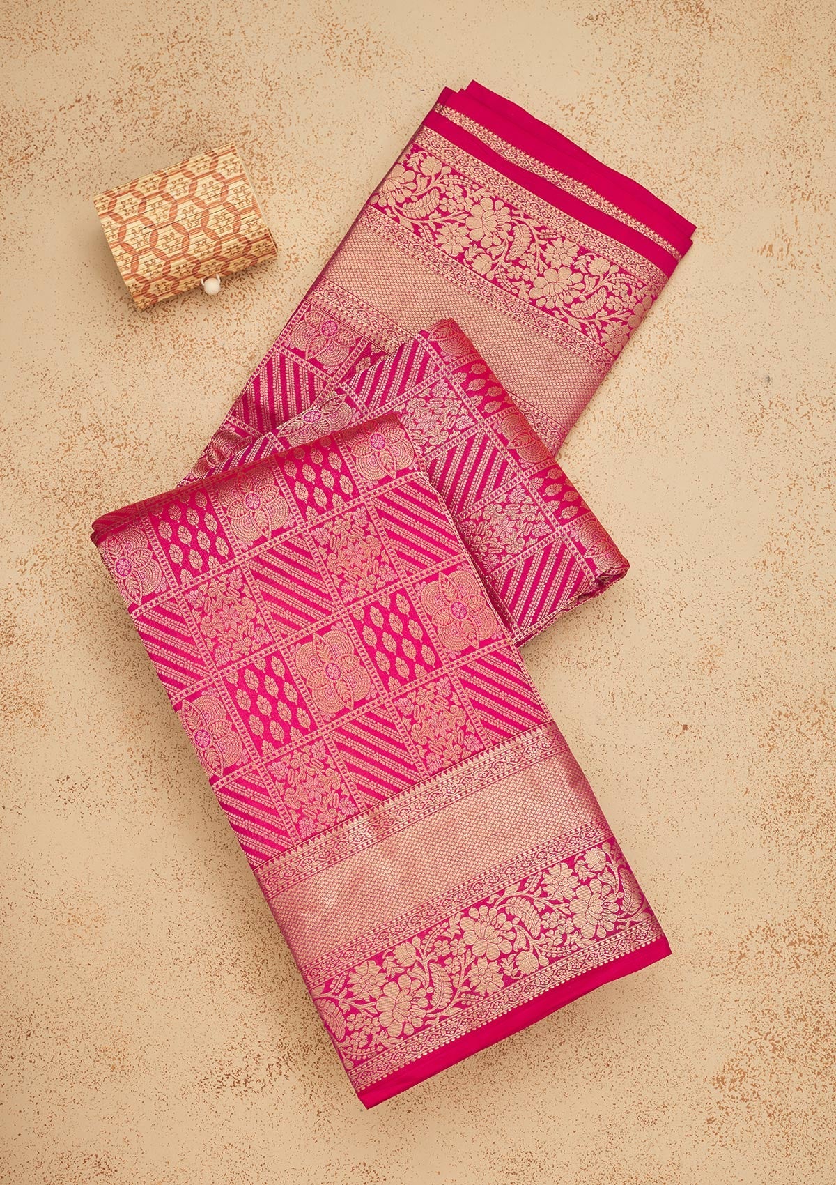 Rani Pink Zariwork Pure Silk Saree