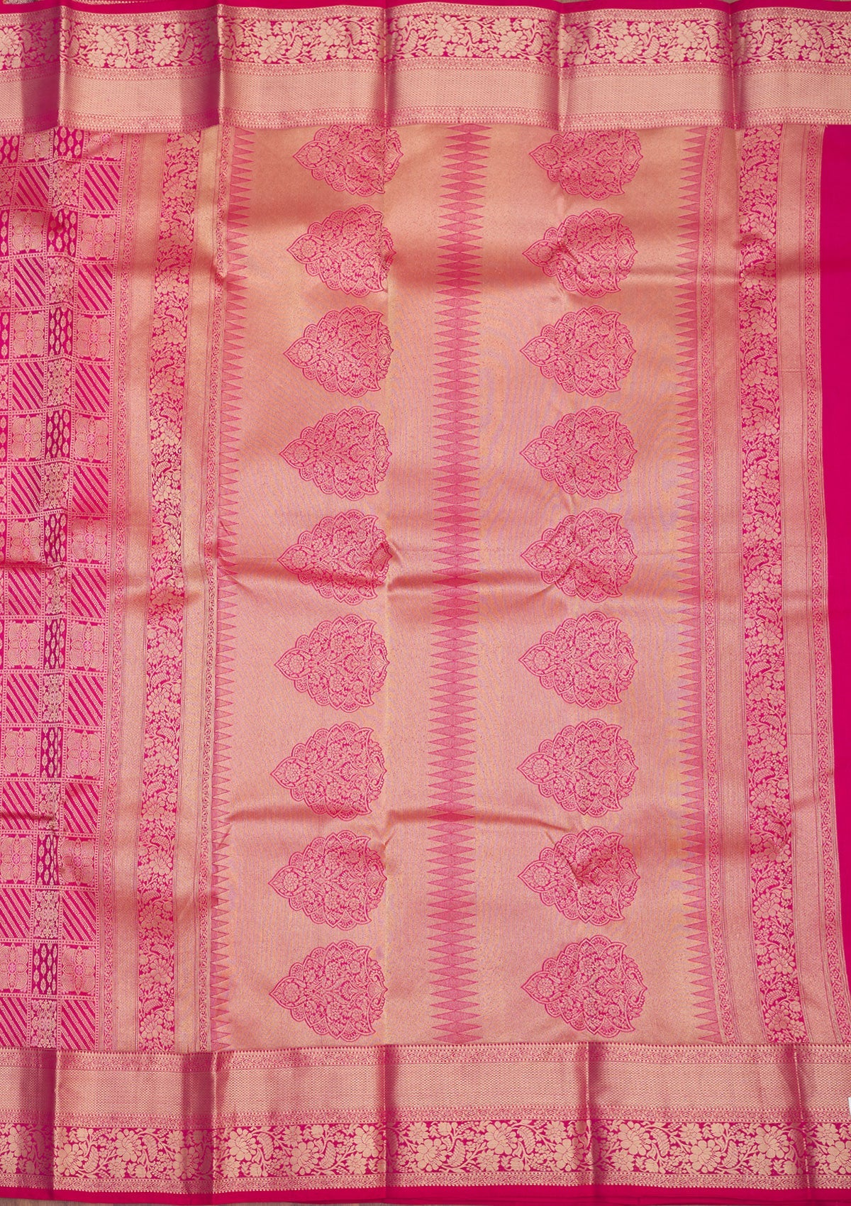 Rani Pink Zariwork Pure Silk Saree