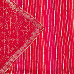 Rani Pink Zariwork Semi Crepe Unstitched Salwar Suit