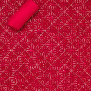 Rani Pink Zariwork Semi Crepe Unstitched Salwar Suit