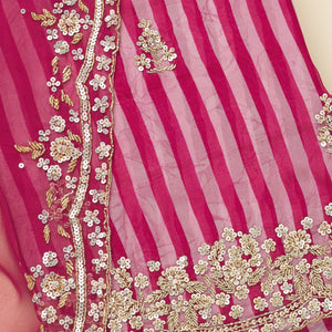 Rani Pink Cutdana Semi Crepe Unstitched Salwar Suit