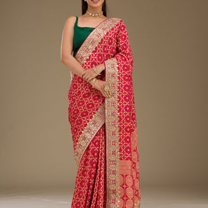 Rani Pink Gotapatti Chiffon Saree