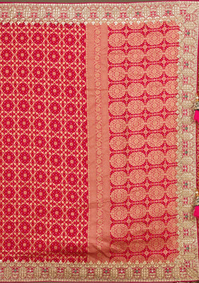 Rani Pink Gotapatti Chiffon Saree