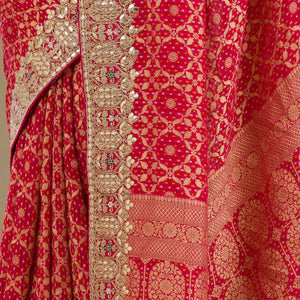 Rani Pink Gotapatti Chiffon Saree