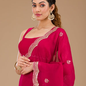 Rani Pink Sequins Tissue Saree
