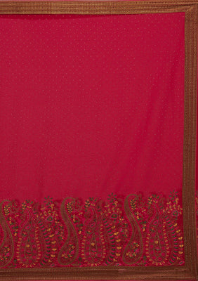 Rani Pink Threadwork Georgette Saree