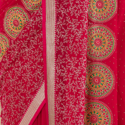 Rani Pink Threadwork Georgette Saree