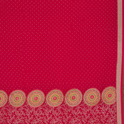 Rani Pink Threadwork Georgette Saree