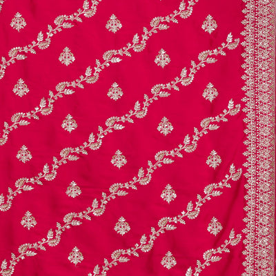 Rani Pink Threadwork Satin Saree