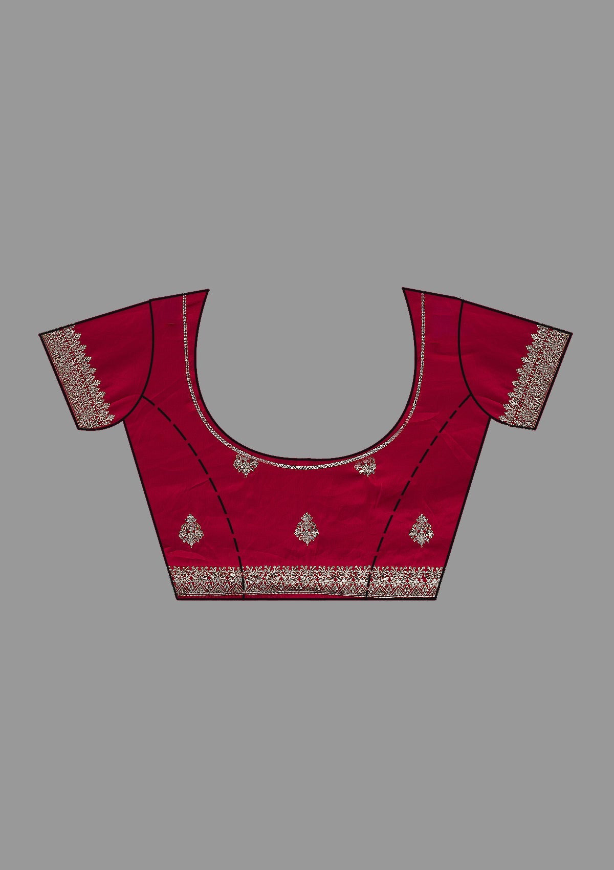 Rani Pink Threadwork Satin Saree