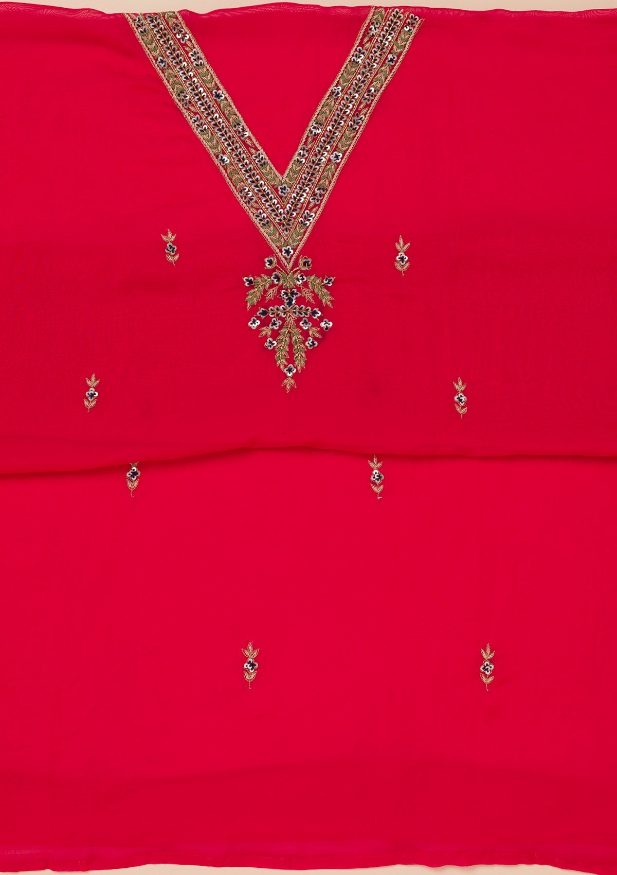 Rani Pink Threadwork Tissue Unstitched Salwar Suit