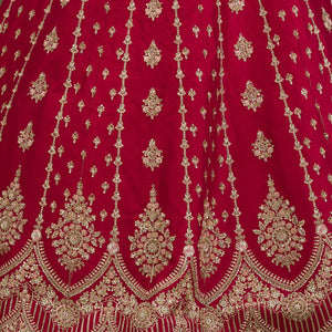 Rani Pink Zardosi Raw Silk Readymade Lehenga
