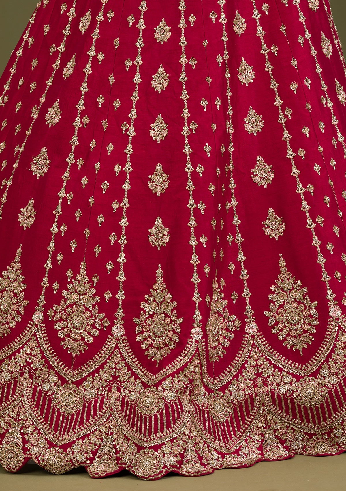 Rani Pink Zardosi Raw Silk Readymade Lehenga