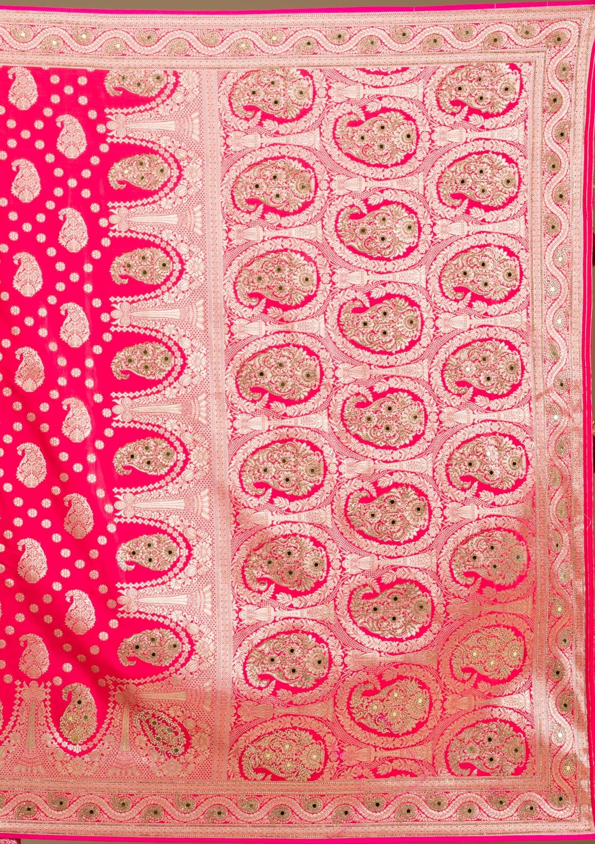 Rani Pink Zariwork Banarasi Silk Saree