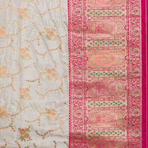Beige Zariwork Banarasi Silk Saree