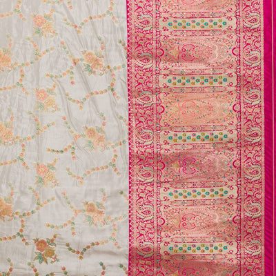 Beige Zariwork Banarasi Silk Saree