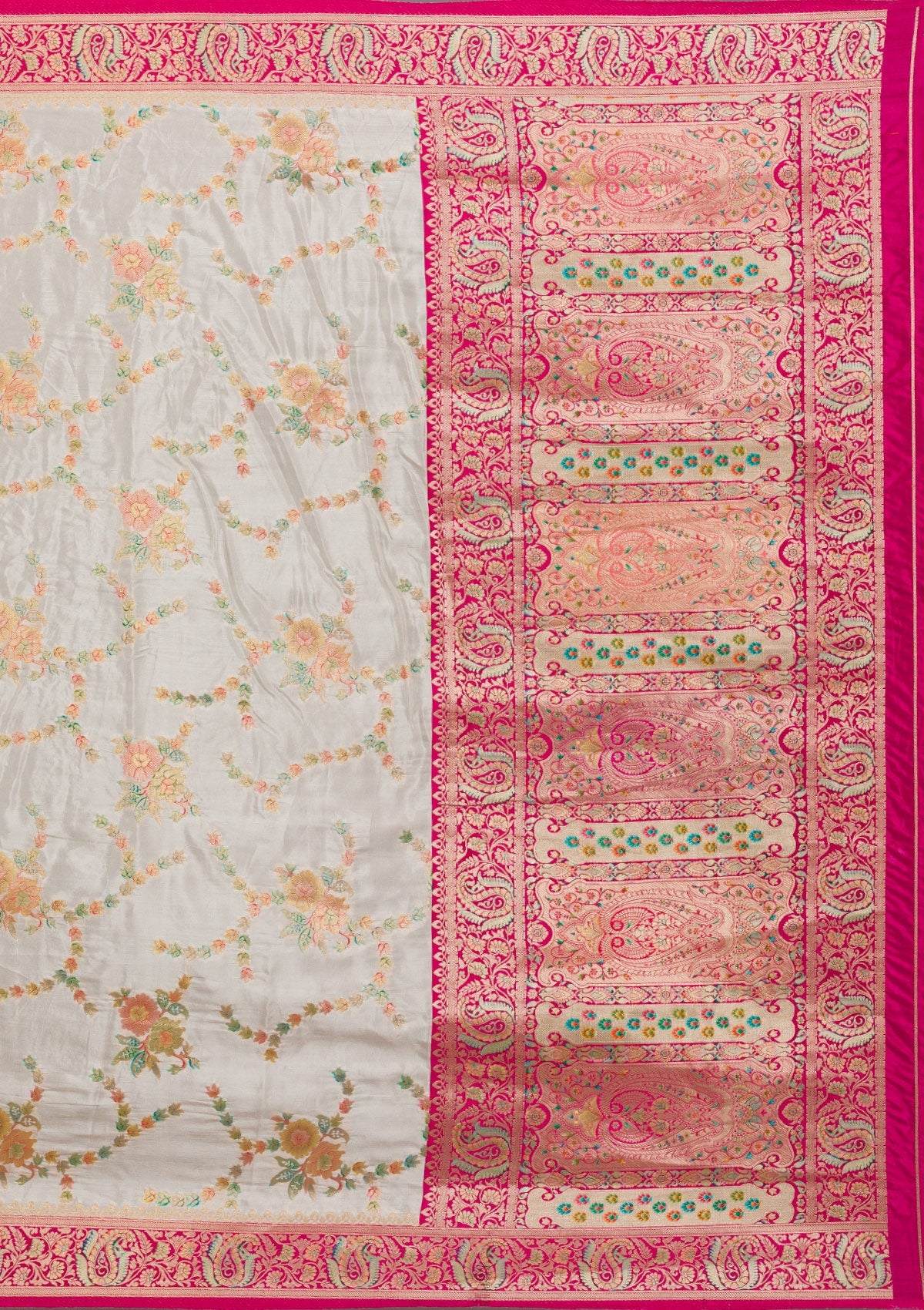 Beige Zariwork Banarasi Silk Saree