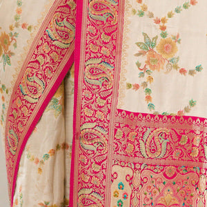 Beige Zariwork Banarasi Silk Saree