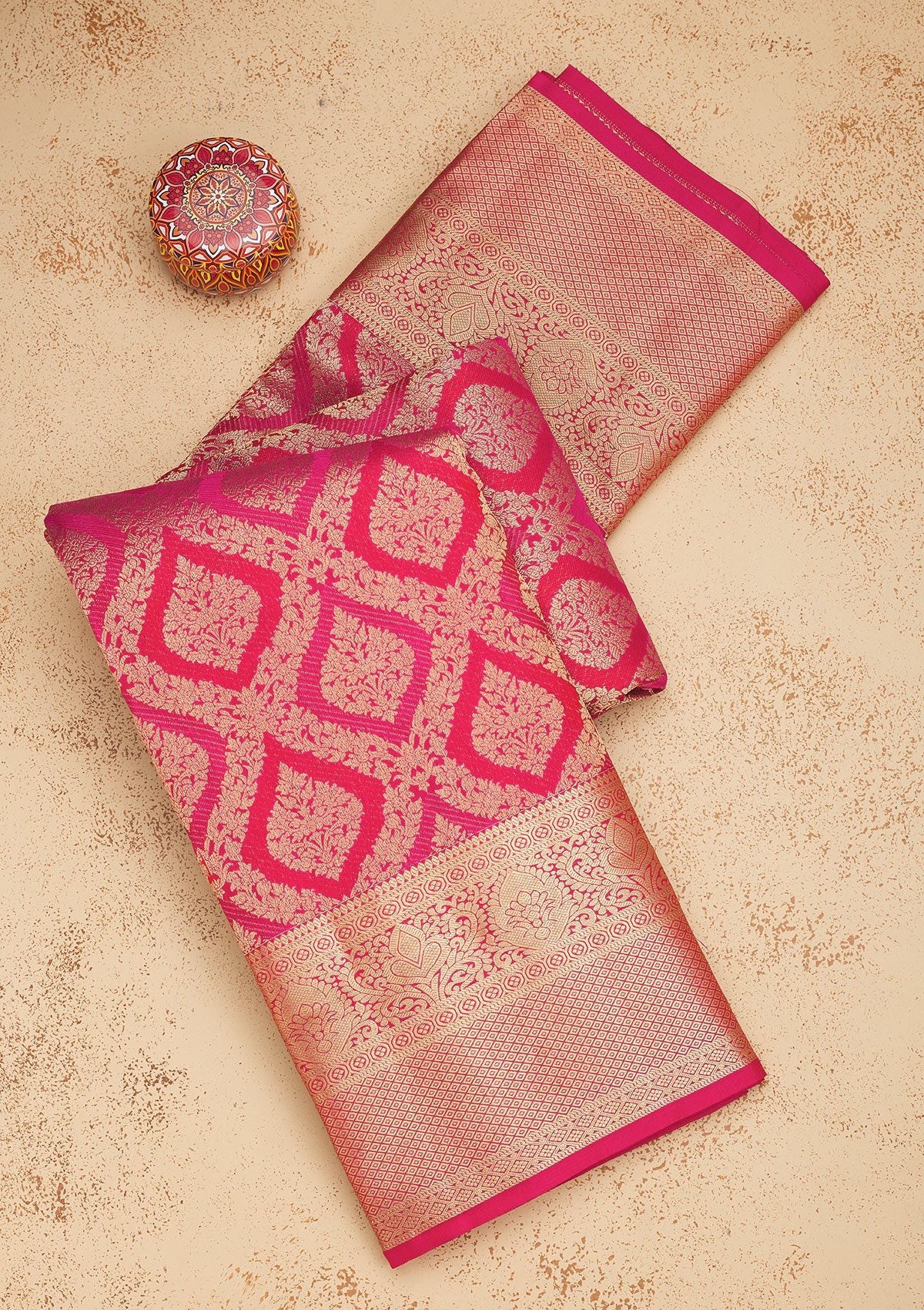 Rani Pink Zariwork Pure Silk Saree