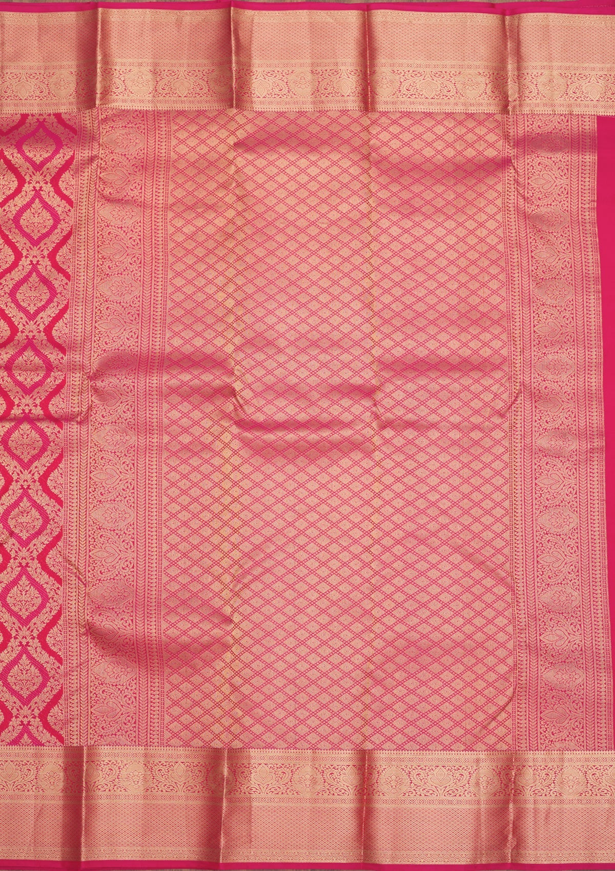 Rani Pink Zariwork Pure Silk Saree