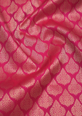 Rani Pink Zariwork Pure Silk Saree