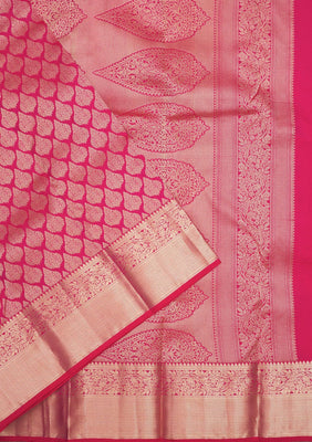Rani Pink Zariwork Pure Silk Saree