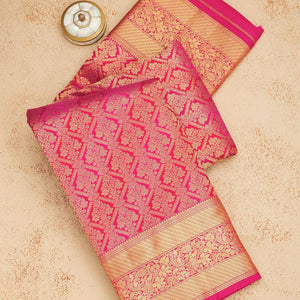 Rani Pink Zariwork Pure Silk Saree