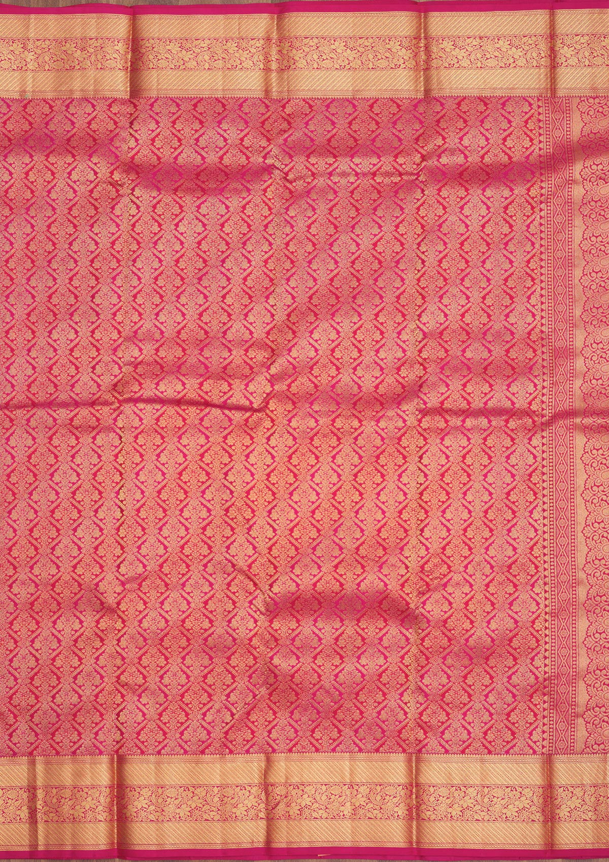 Rani Pink Zariwork Pure Silk Saree