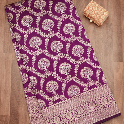 Purple Zariwork Pure Silk Saree