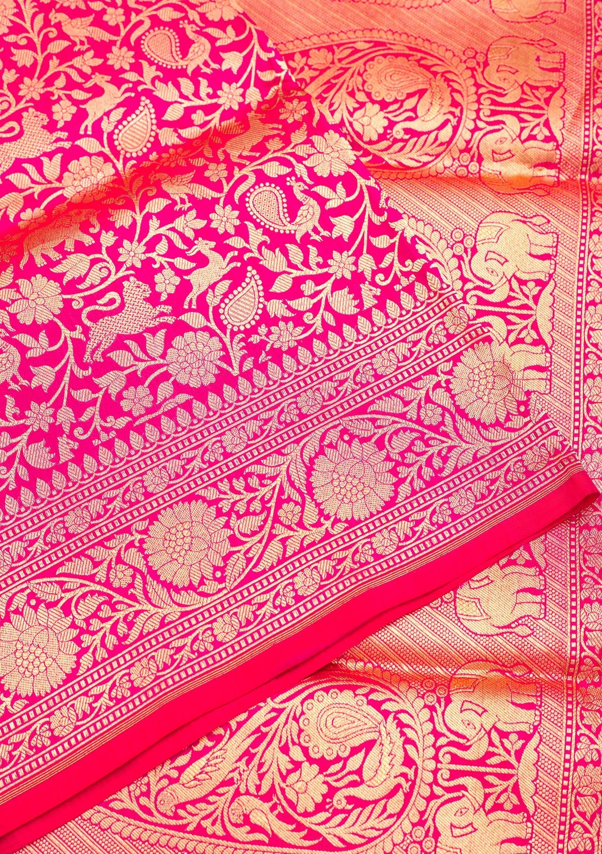 Rani Pink Zariwork Pure Silk Saree