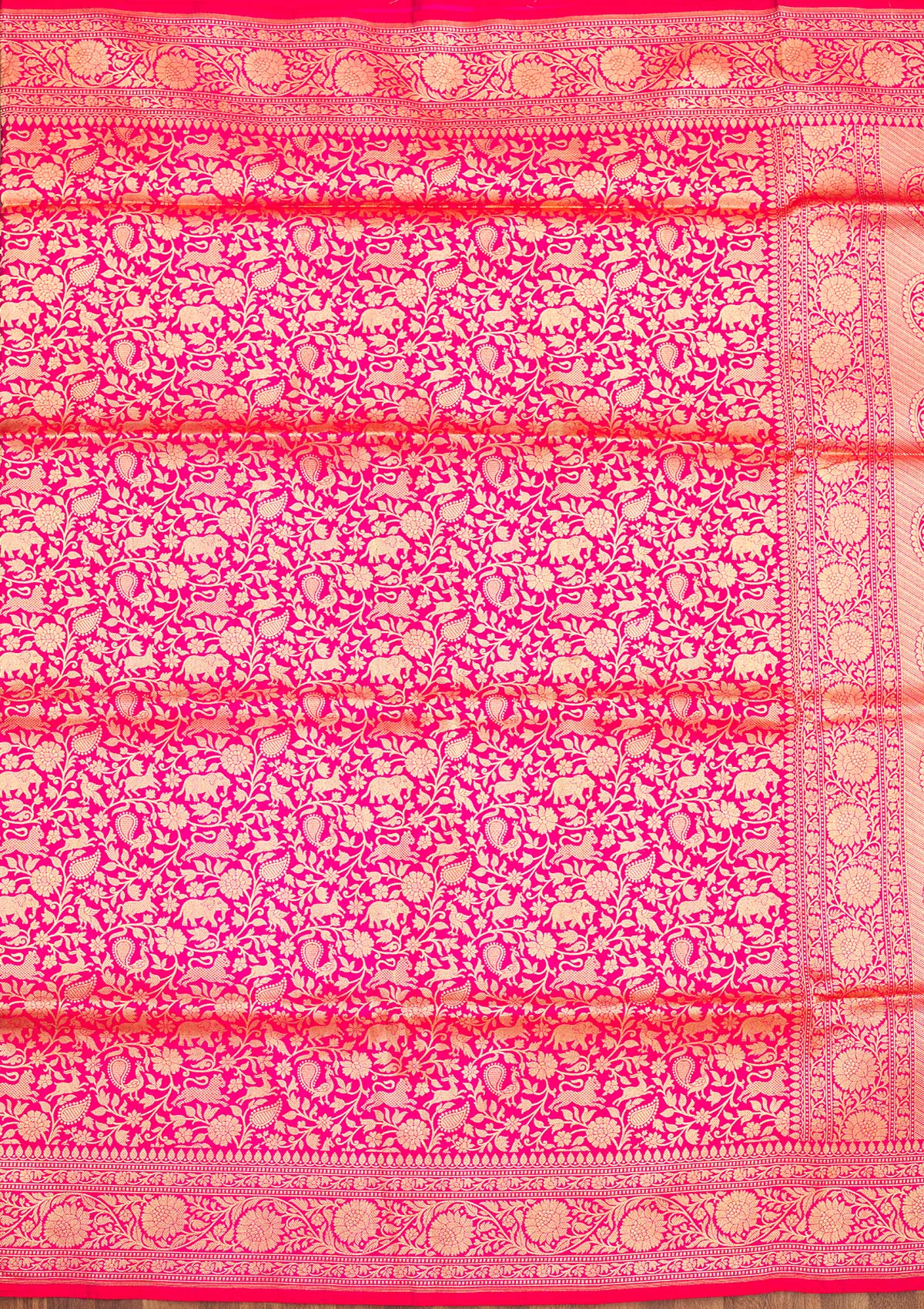 Rani Pink Zariwork Pure Silk Saree