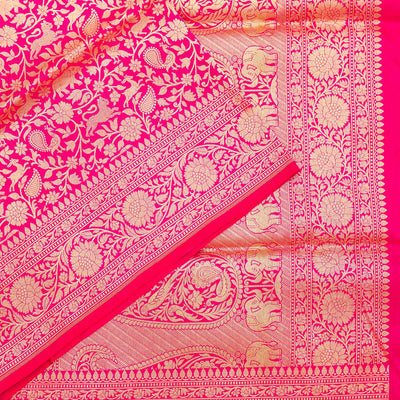 Rani Pink Zariwork Pure Silk Saree