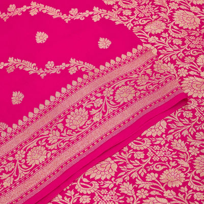 Rani Pink Zariwork Pure Silk Saree
