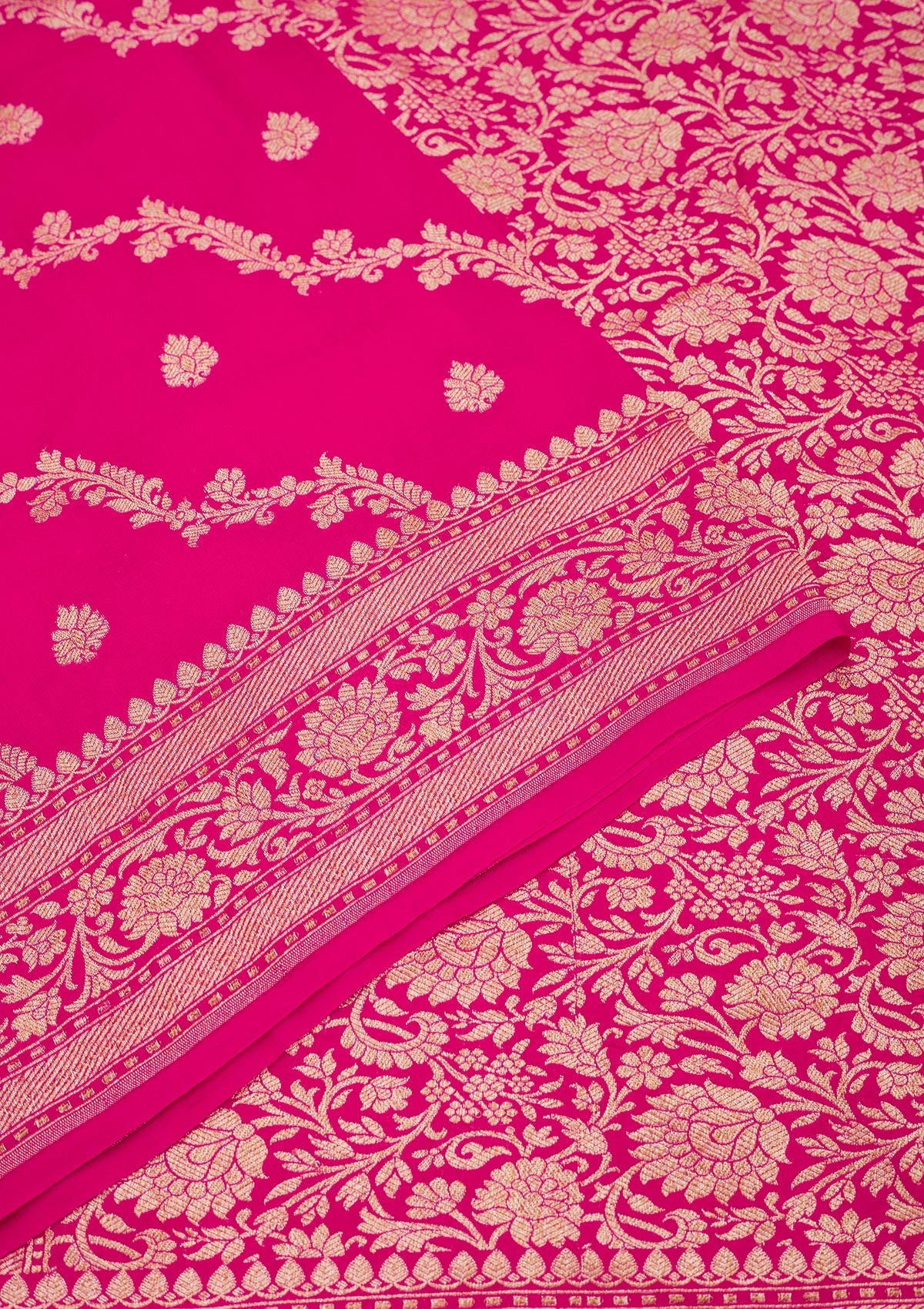 Rani Pink Zariwork Pure Silk Saree