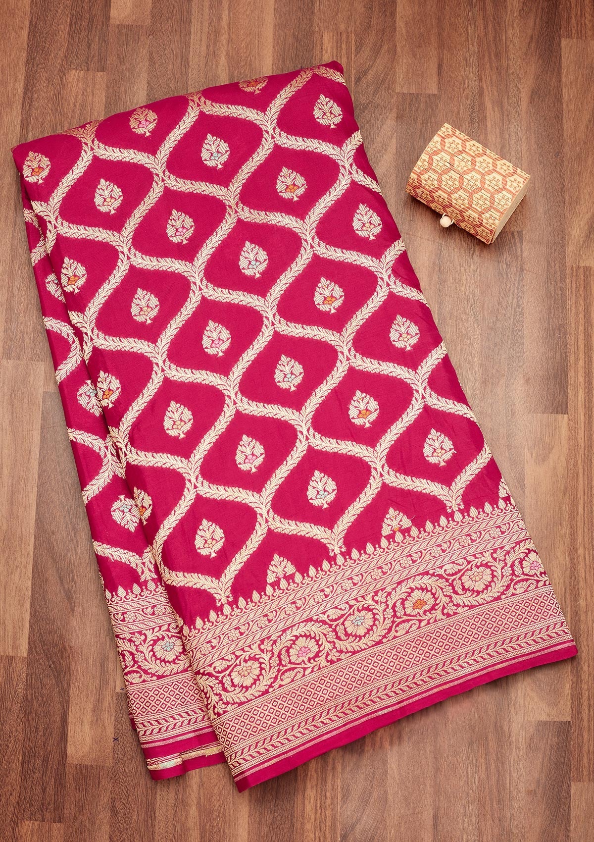 Rani Pink Zariwork Pure Silk Saree