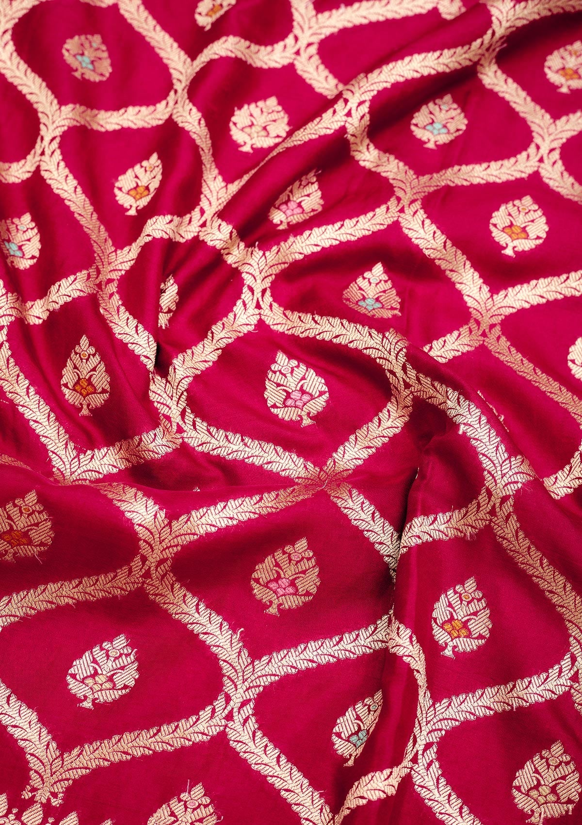 Rani Pink Zariwork Pure Silk Saree